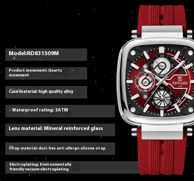 Reward Multi-function Sports Quartz Men's Watch Silicone Watch