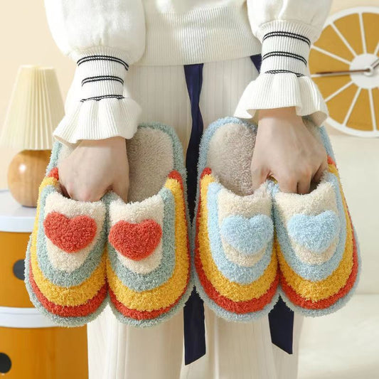 Women’s Thick Bottom Cotton Slippers – Plush Indoor Warm House Shoes with Camouflage Design