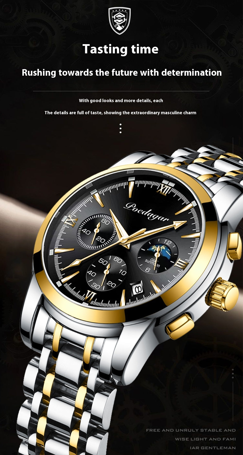 Multifunctional Luminous Waterproof Quartz Watch for Men