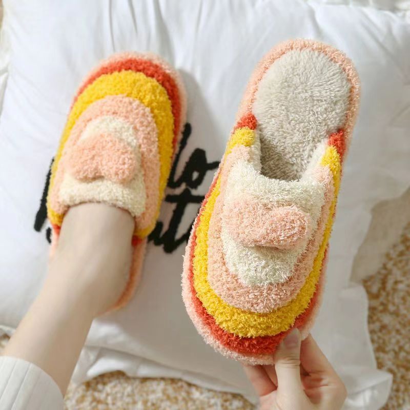Women’s Thick Bottom Cotton Slippers – Plush Indoor Warm House Shoes with Camouflage Design