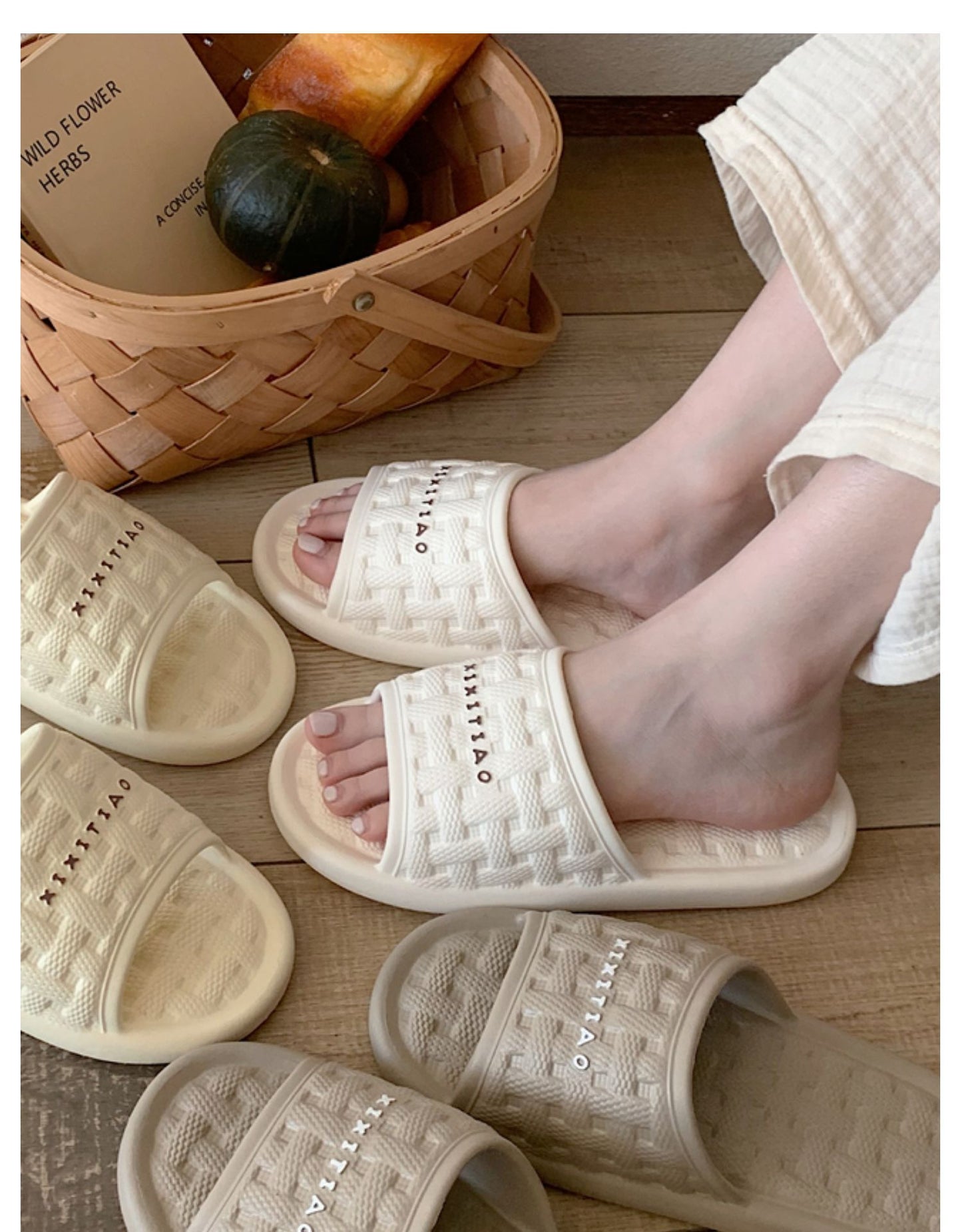 Women's Woven Plaid Soft Bottom Slippers – Cozy EVA Indoor Flip Flops
