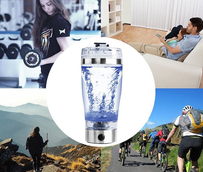 Electric Protein Shake Bottle – USB Rechargeable Milk & Coffee Blender for Sports & Fitness